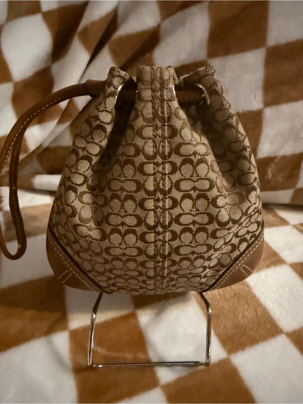 Coach Soho Signature Mini Drawstring Bucket Bag Wristlet Pouch RARE Vintage Y2K - Picture 2 of 16